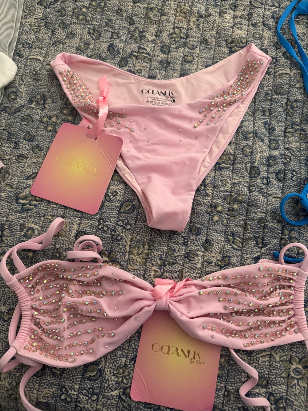 Oceanus Light Pink Beaded Bikini